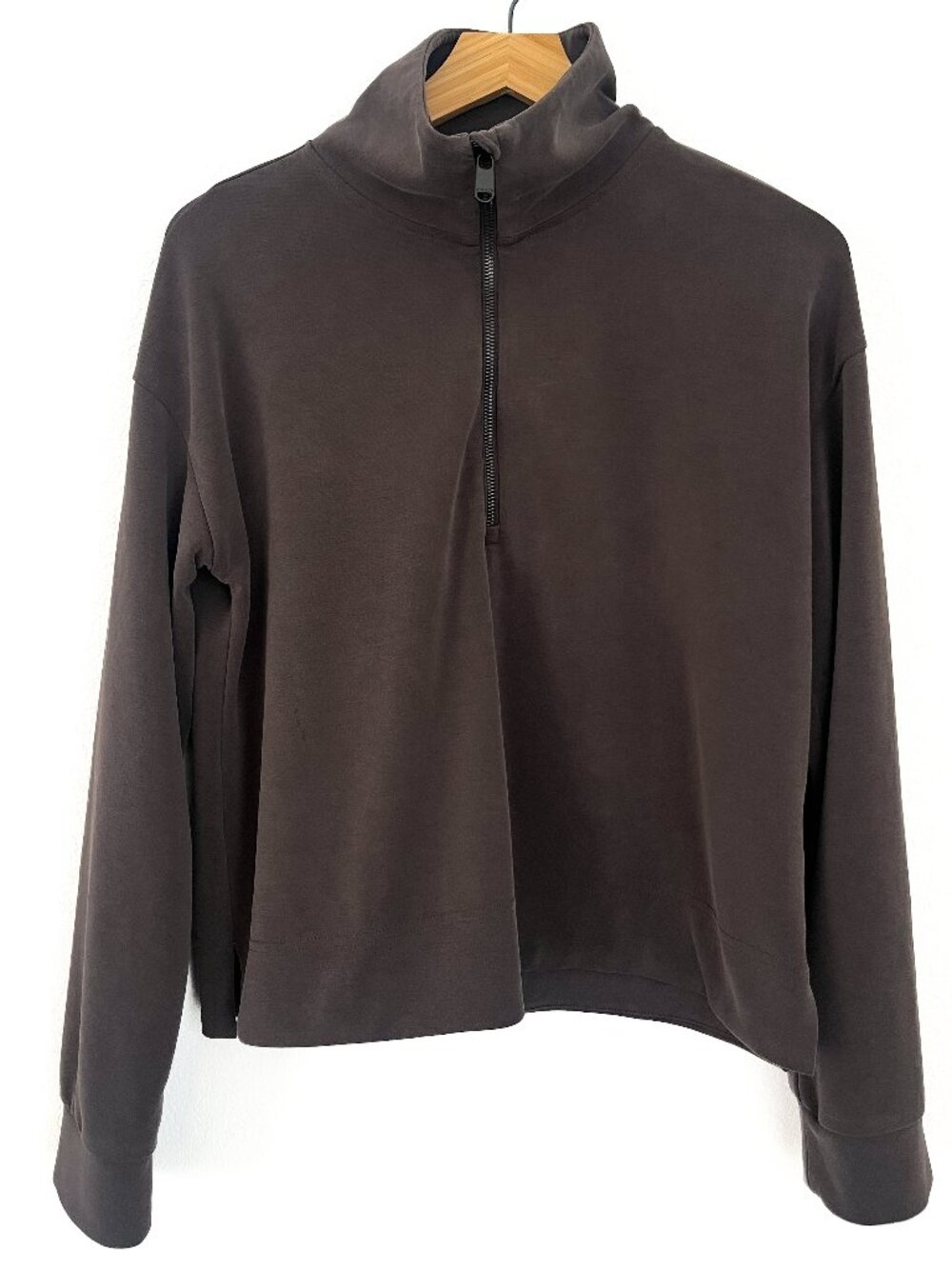 Athleta Brown Zip Front Funnel Neck Cropped Sweatshirt M